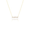 Gold 'mama' necklace on a white background