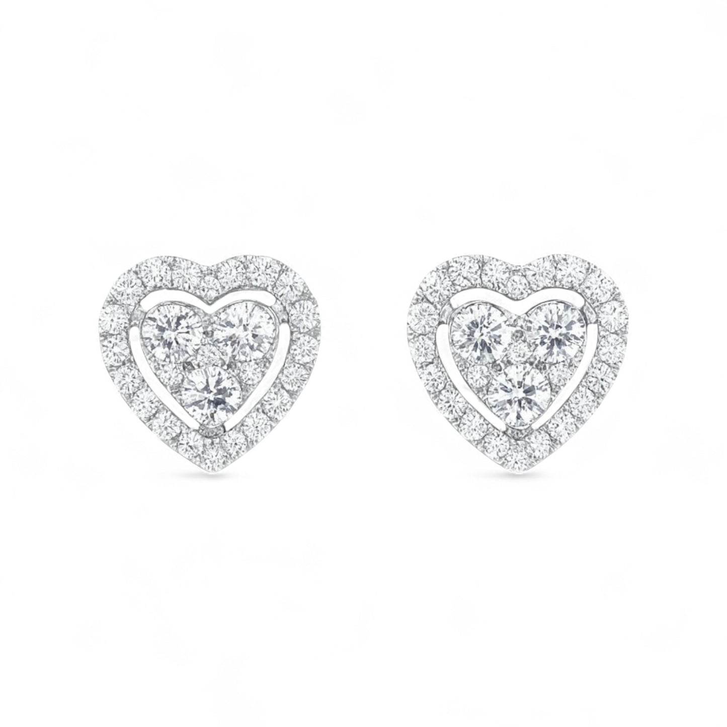 Emi Heart Natural Diamond Studs in 18KT Gold