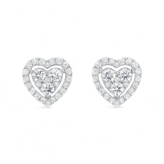 Emi Heart Natural Diamond Studs in 18KT Gold