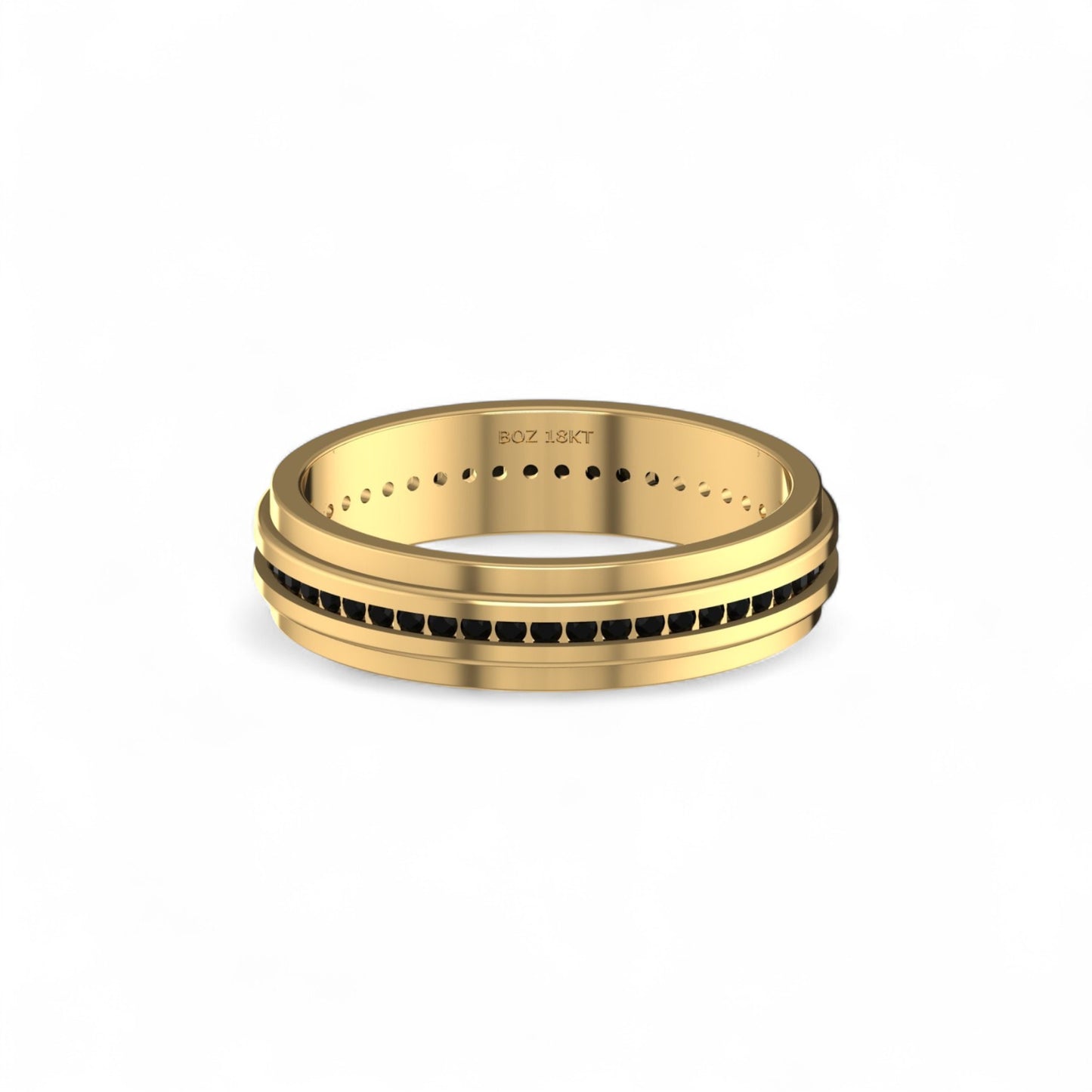 Emma 4mm Black Natural Diamond Band in 18K Gold