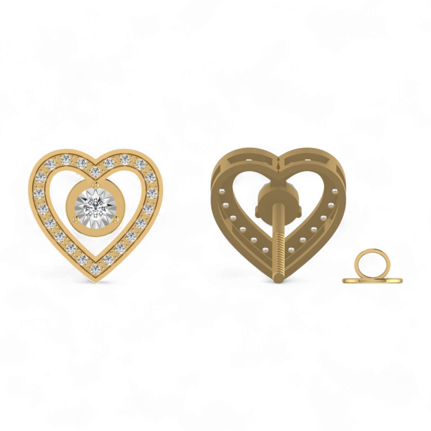 Eternal Heart Studs in 18KT Gold