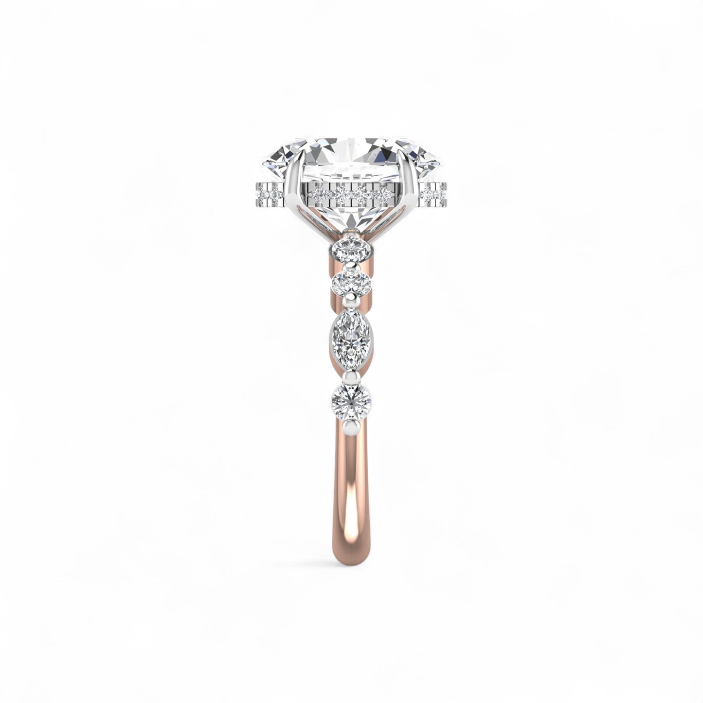 Eva 3ct Oval Cut Diamond Engagement Ring in 18K Gold