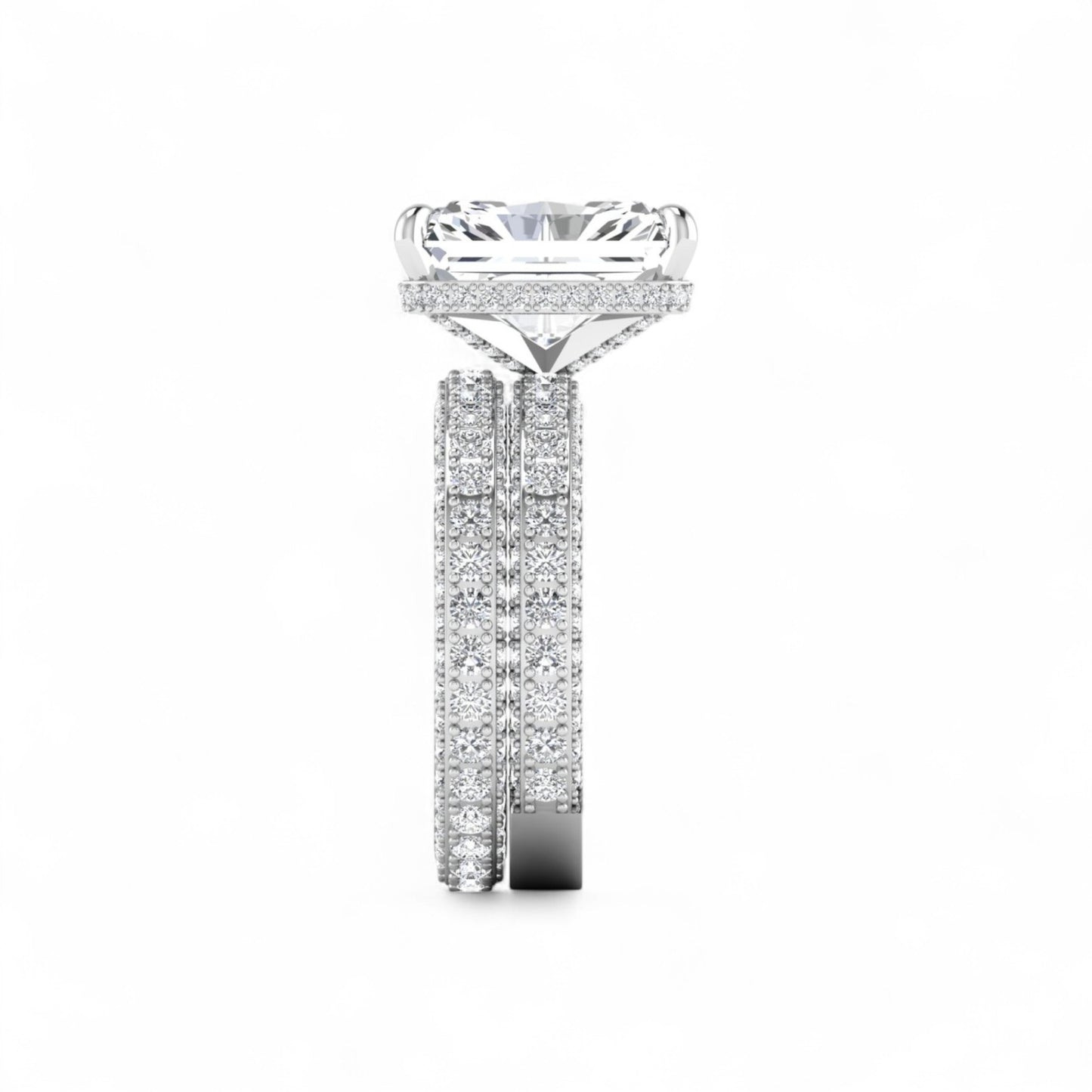 Amina Radiant Cut Lab Grown Diamonds Bride Set in Platinum