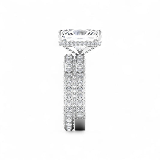 Amina Radiant Cut Moissanite Bride Set in 18KT Gold