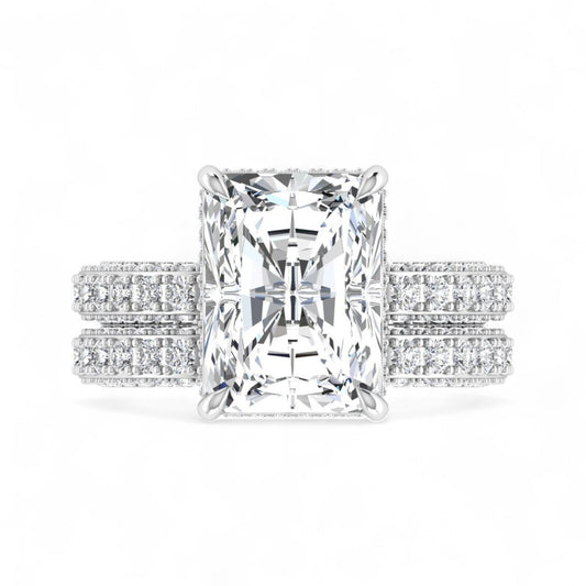 Amina Radiant Cut Natural Diamond Bride Set in 18KT Gold