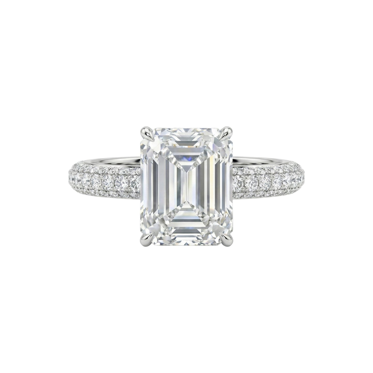 Amina Emerald Cut Moissanite Engagement Ring in 18KT Gold