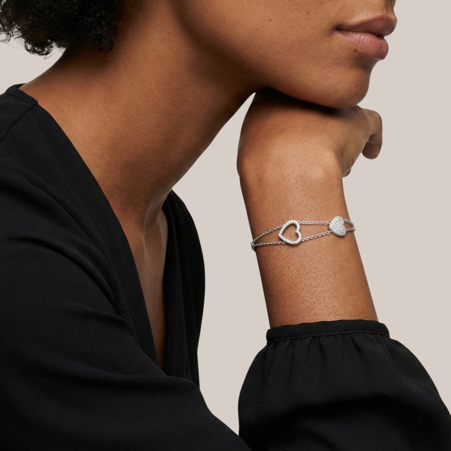 Velar Heart Shape Diamond Cluster Bracelet in 18KT Gold