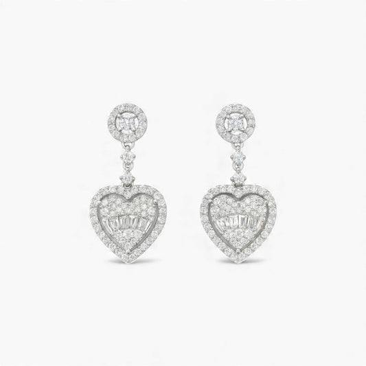 Drop Heart Earrings in 925 Sterling Silver