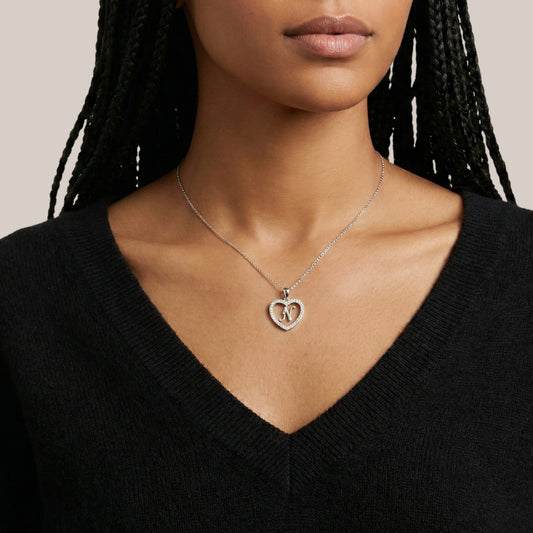 Initial In Love Shape Natural Diamond Pendant in 18KT Gold