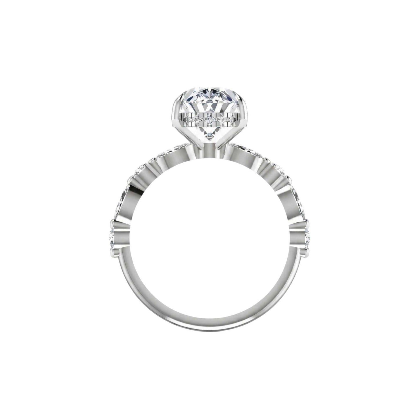 Eva 3ct Oval Cut Lab Grown Diamond Engagement Ring in 18KT Gold