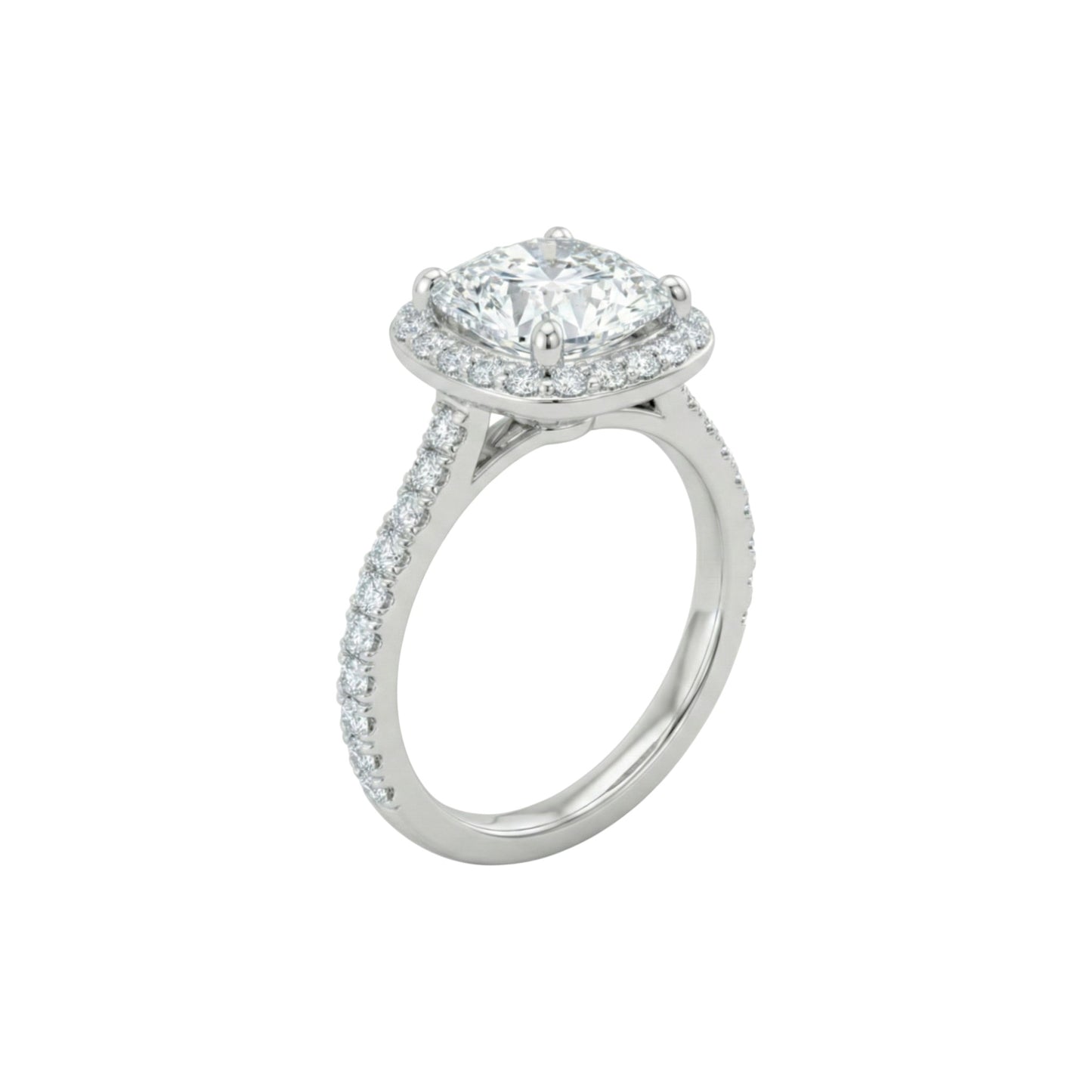 Classic Halo Cushion Cut CZ Engagement Ring in 925 Sterling Silver