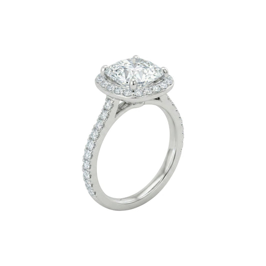Classic Halo Cushion Cut CZ Engagement Ring in 925 Sterling Silver