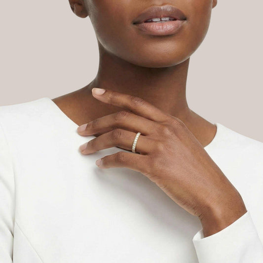 Pearl Milgrain Natural Diamond Band in 18KT Gold