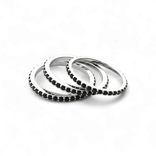 Black Moissanite Pave Band in 925 Sterling Silver