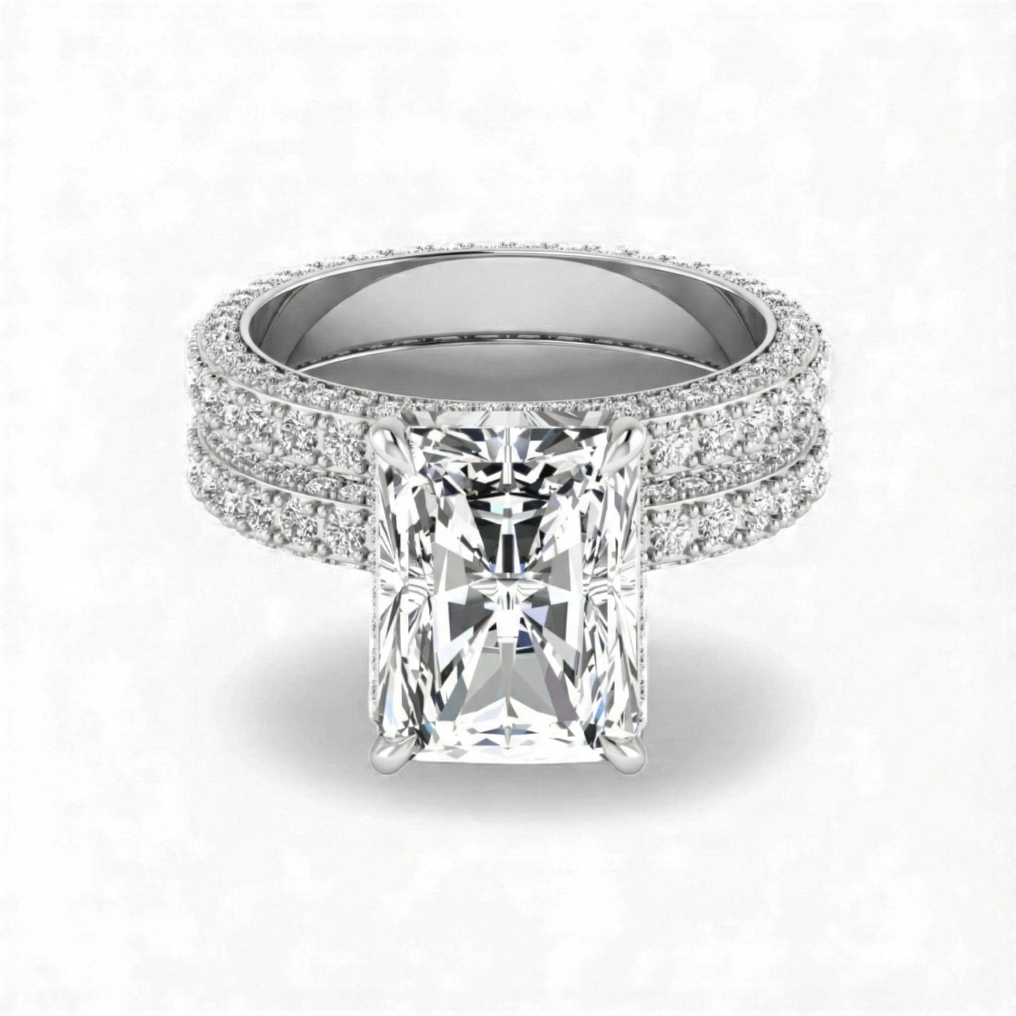 Amina Radiant Cut Lab Grown Diamonds Bride Set in Platinum