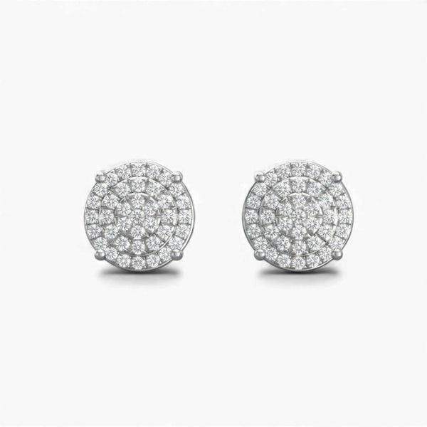 Everyday diamond cluster studs in 18K gold with natural round brilliant diamonds and VVS clarity