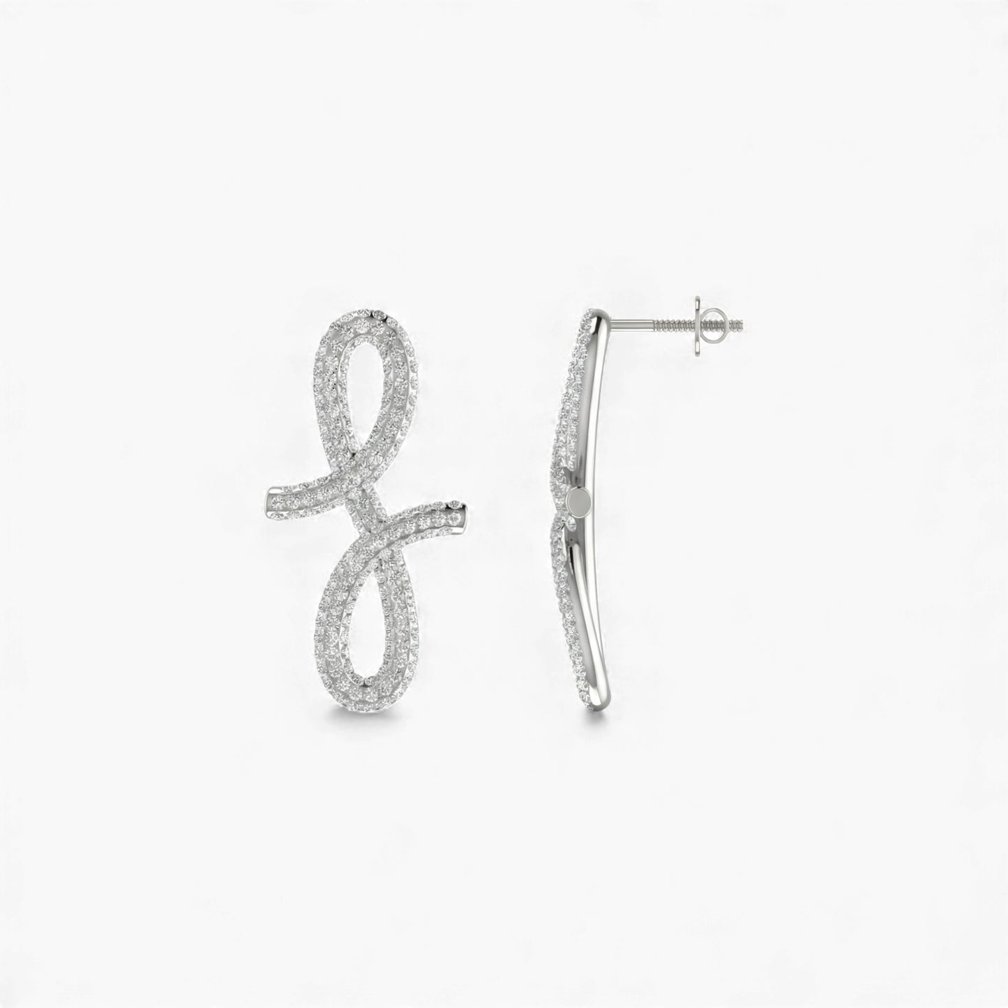 3D Oiza Infinie Pave Diamond Earrings in 18KT Gold