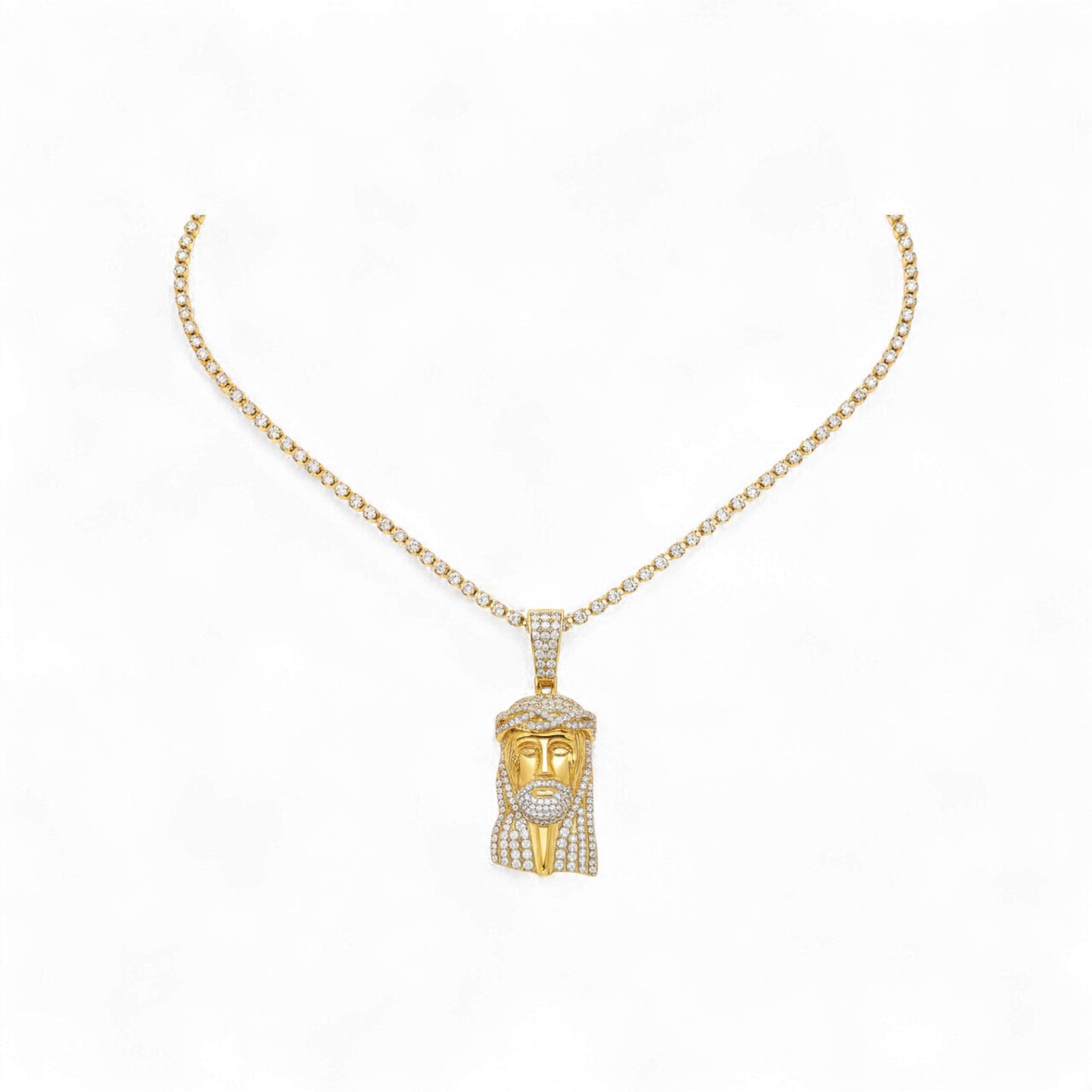 Jesus Diamond Pendant in 18KT Gold