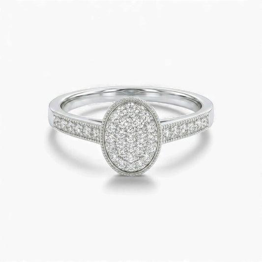 Pearl Oval Cut Diamond Engagement Ring in 10KT Gold