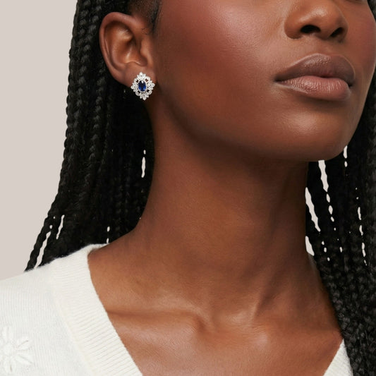 Gemstone Floral Stud in 18KT Gold