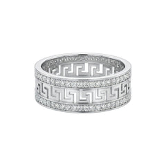 Greek Key CZ Titanium Band