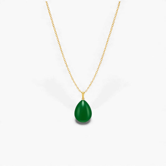 Green Jade Pendant Necklace in 18KT Gold