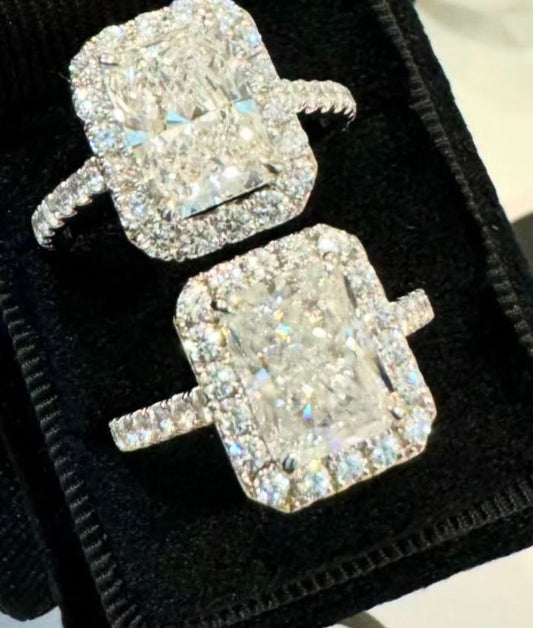 Christine Radiant Cut Moissanite Engagement Ring in 18KT Gold