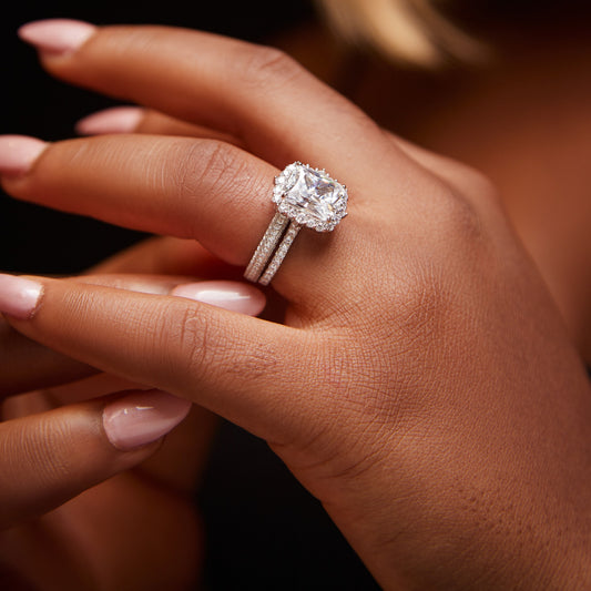 Quinn Radiant Cut CZ Bride set in 925 Sterling Silver