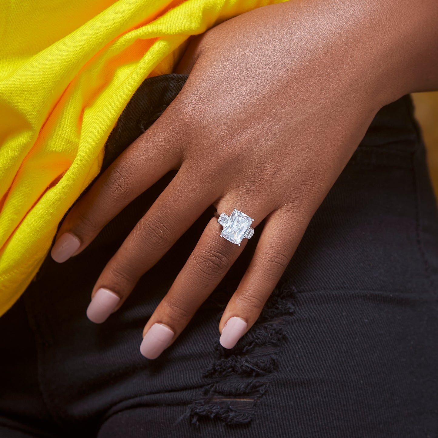 Lami CZ Engagement Ring in 925 Sterling Silver