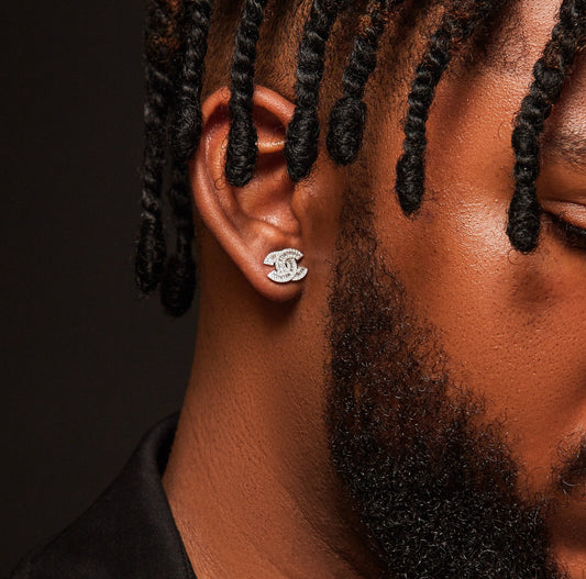 Interlocked C Diamond Studs in 18K Gold