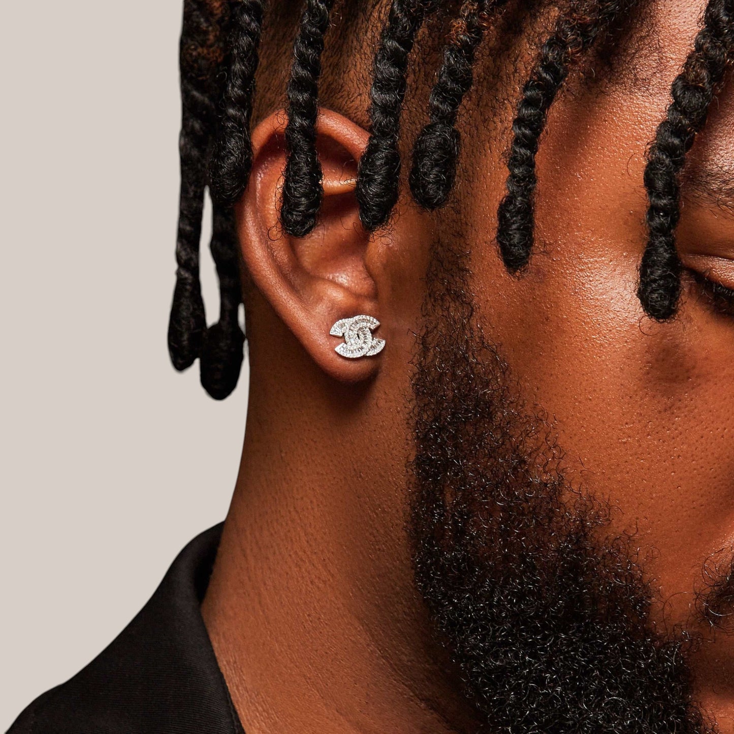 Interlocked C Diamond Mini Studs in 18KT Gold