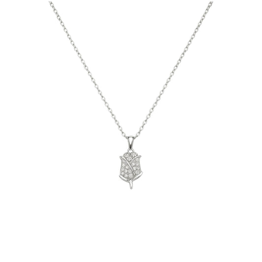 Sculpted Rose Moissanite Pendant Necklace in 925 Sterling Silver