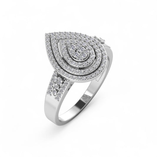 Jade Pear Cut Natural Diamond Engagement Ring in 18K Gold