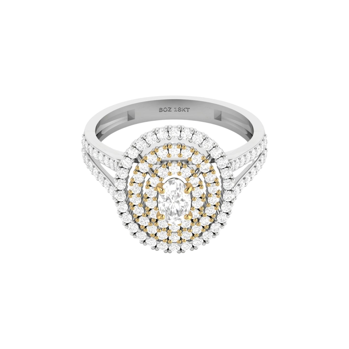 Jasmine Oval Cut Moissanite Engagement Ring in 18K Gold