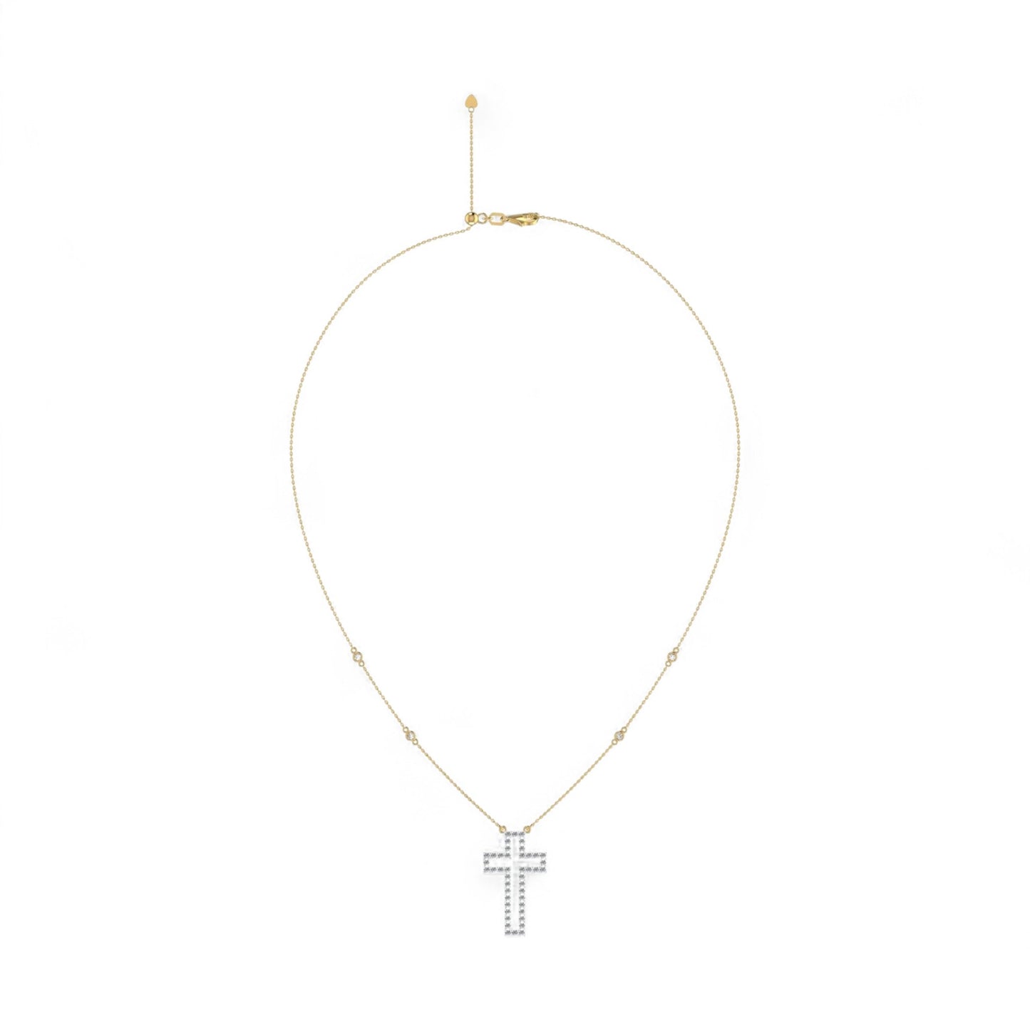 Kairo Outline Cross Diamond Necklace in 18K Gold
