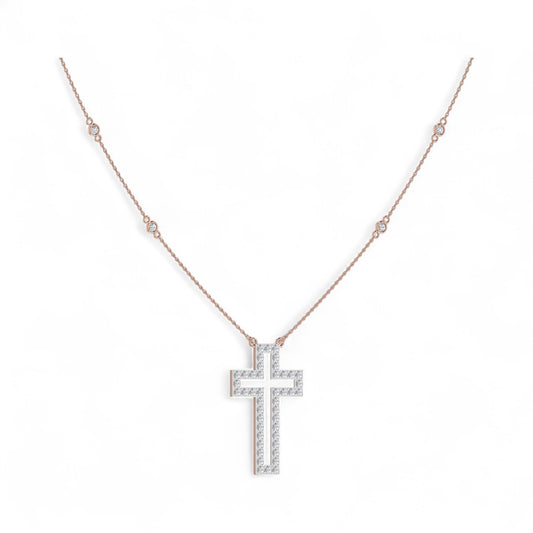 Kairo Outline Cross Diamond Necklace in 18KT Gold