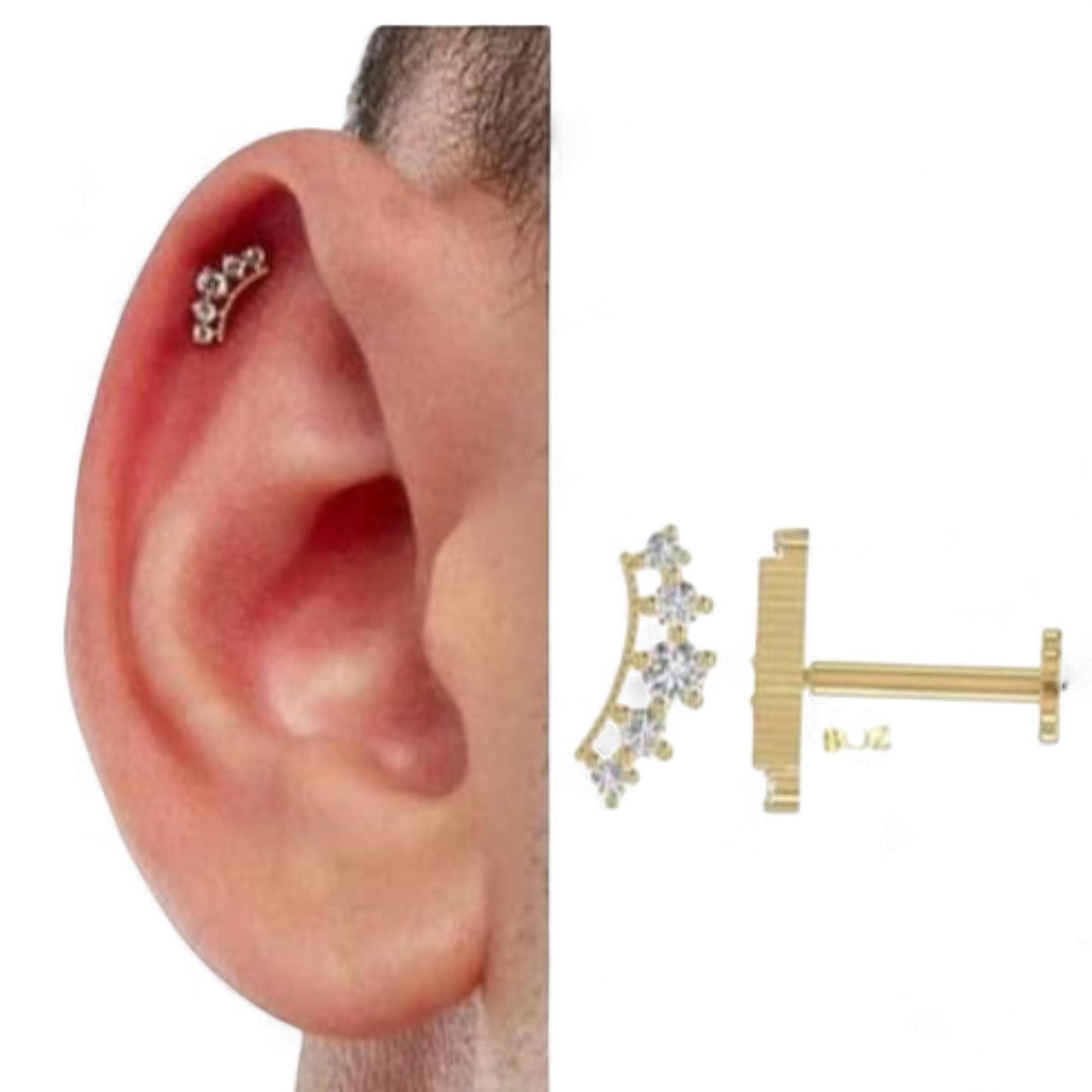 Labret Cartilage Diamond Studs in 18KT Gold