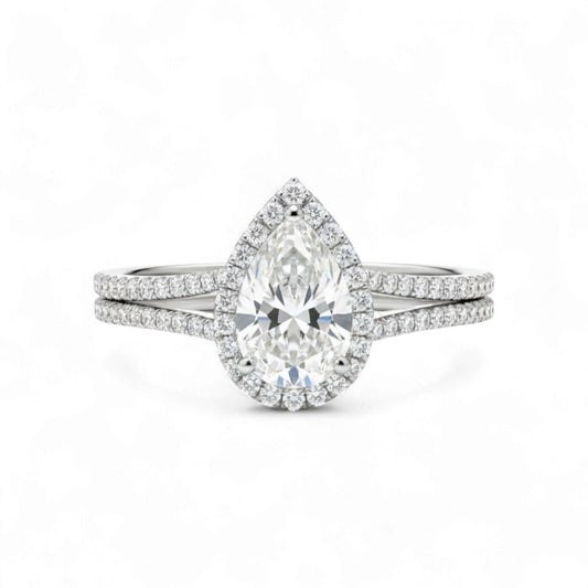 Leona Pear Cut CZ Engagement Ring in 925 Sterling Silver