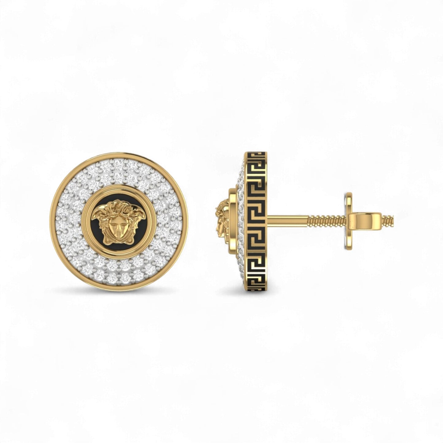 Medusa Diamond Stud Earrings in 18KT Gold