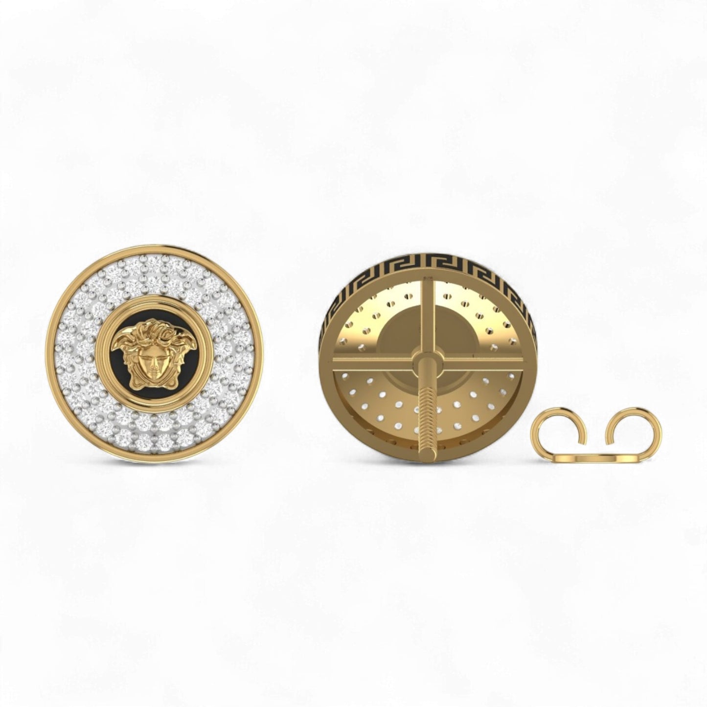 Medusa Diamond Stud Earrings in 18KT Gold