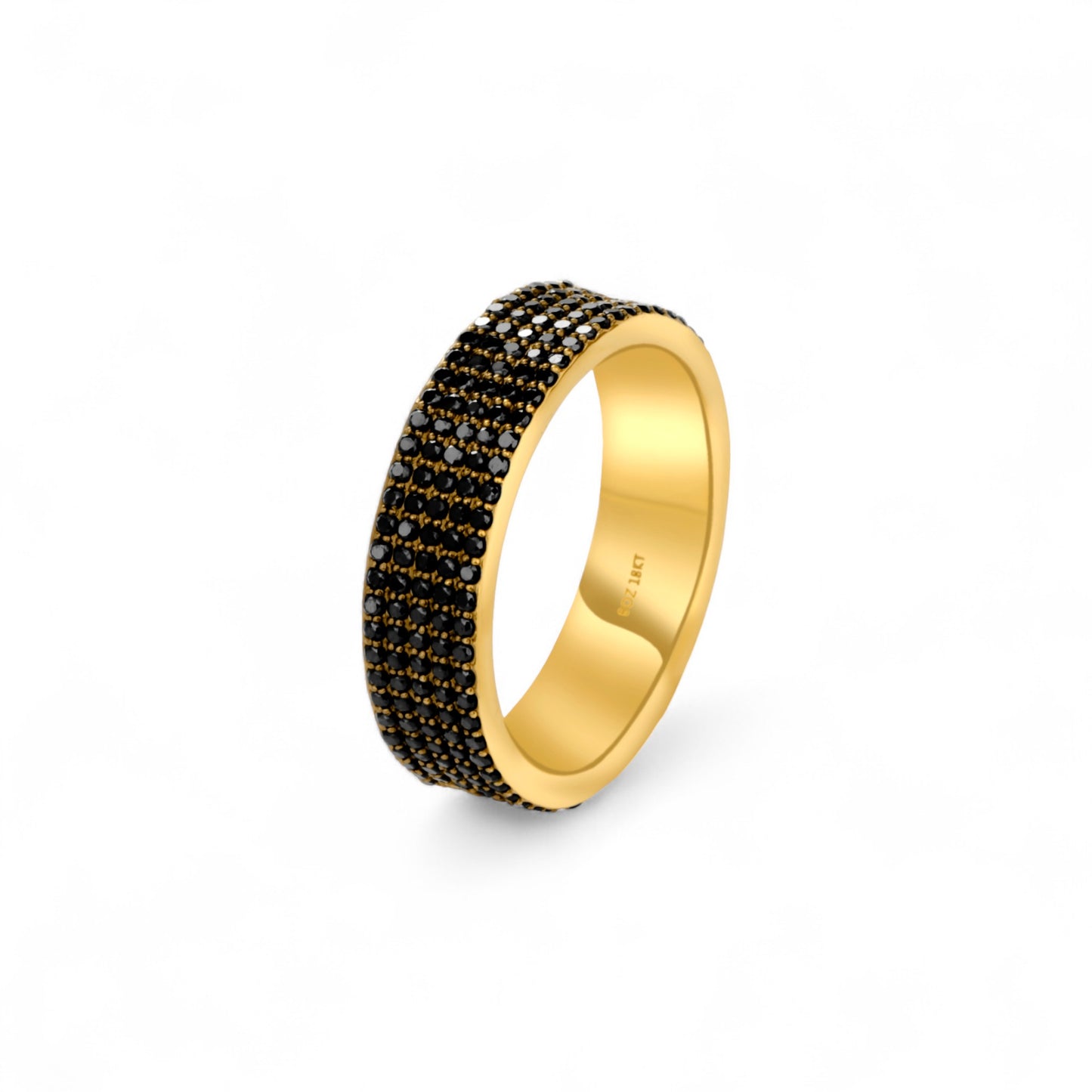 360 Black Diamond Band in 18K Gold