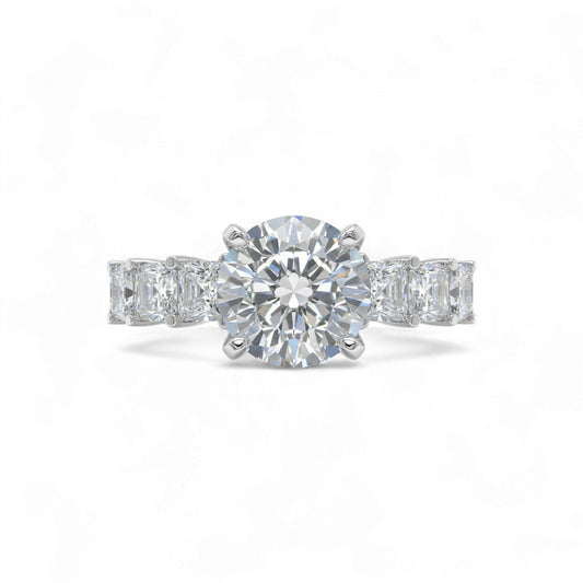 Moremi Round Cut CZ Engagement Ring in 925 Sterling Silver