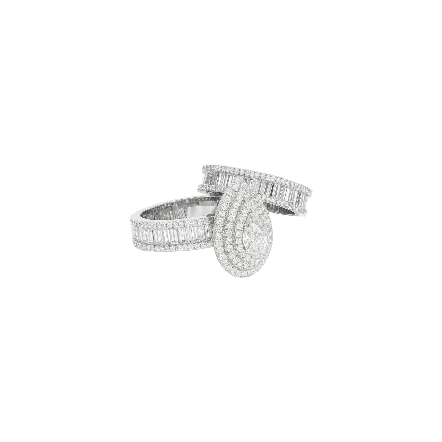 Doris Pear Cut Pavé Natural Diamonds Bride Set in 18K Gold