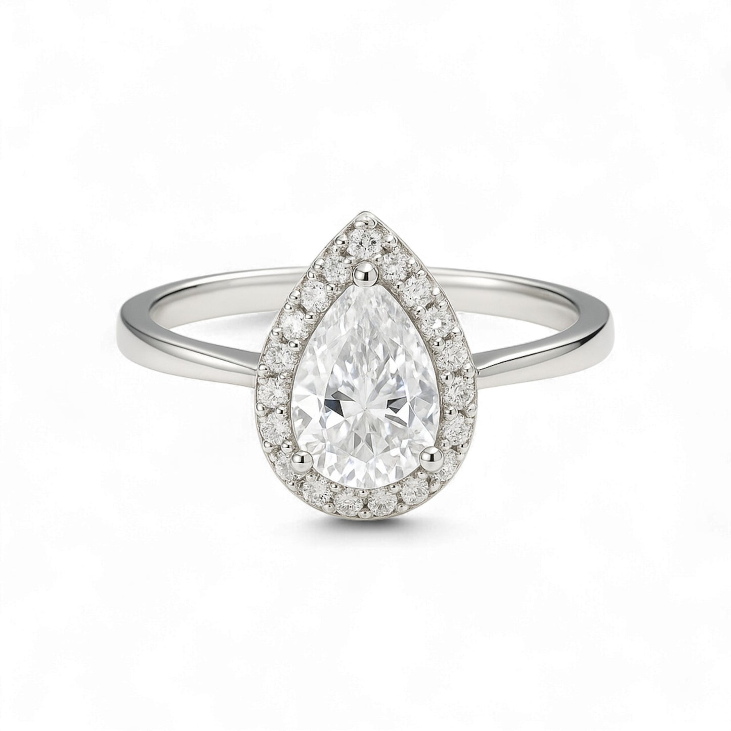 No Halo Pear Solitaire CZ Engagement ring in 925 Sterling Silver