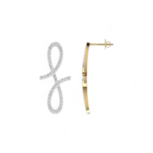 Oiza Infinie Mini Vertical Pave Diamond Earrings in 18K Gold