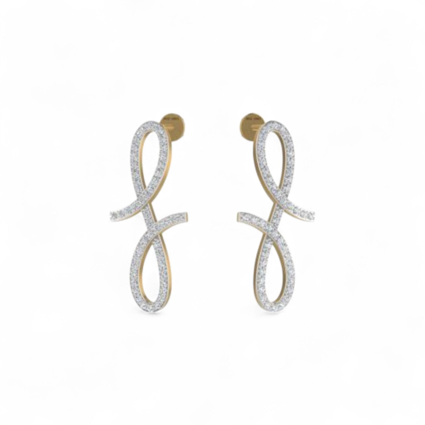 Oiza Infinie Mini Vertical Pave Diamond Earrings in 18K Gold
