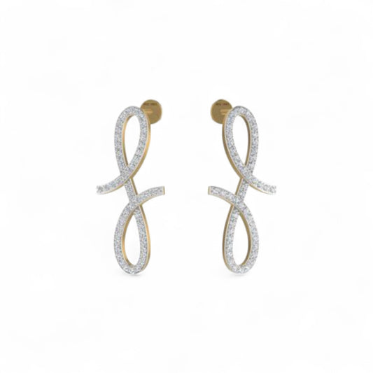 Oiza Infinie Mini Vertical Pave Diamond Earrings in 18K Gold