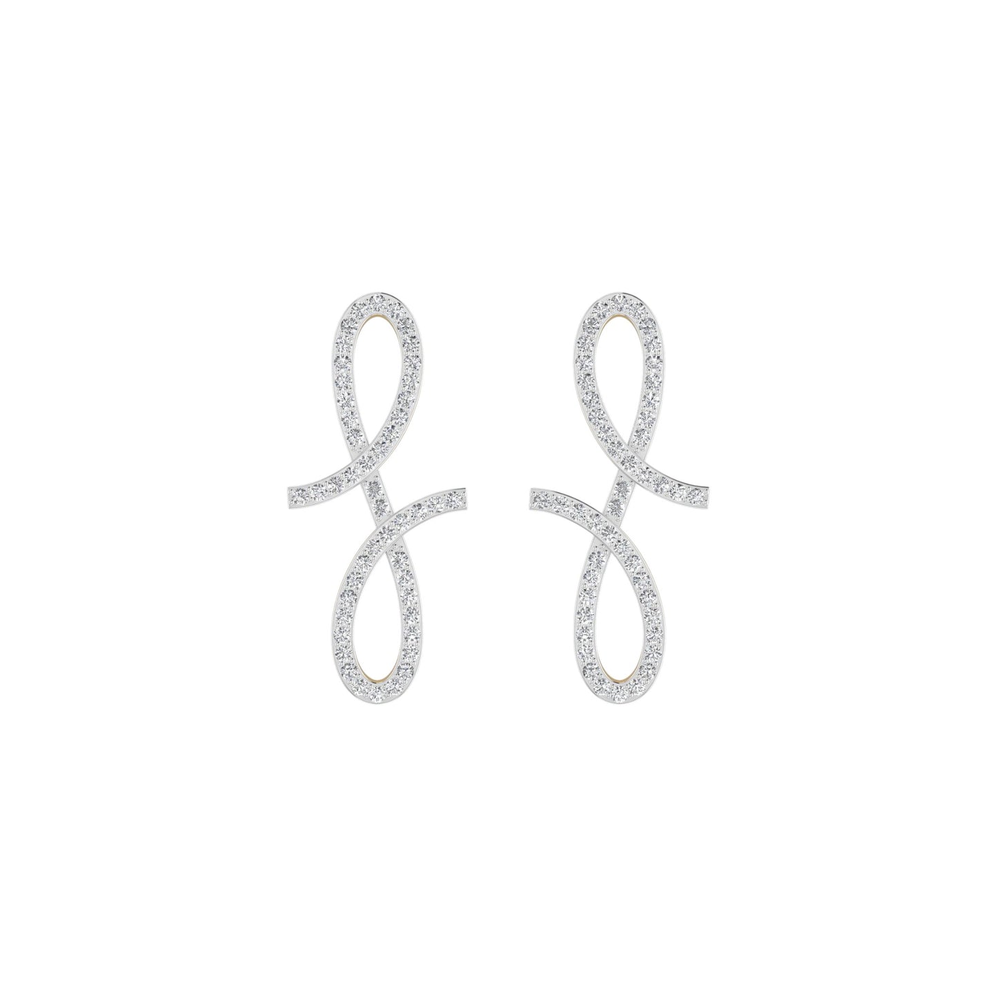Pair of silver earrings on a white background