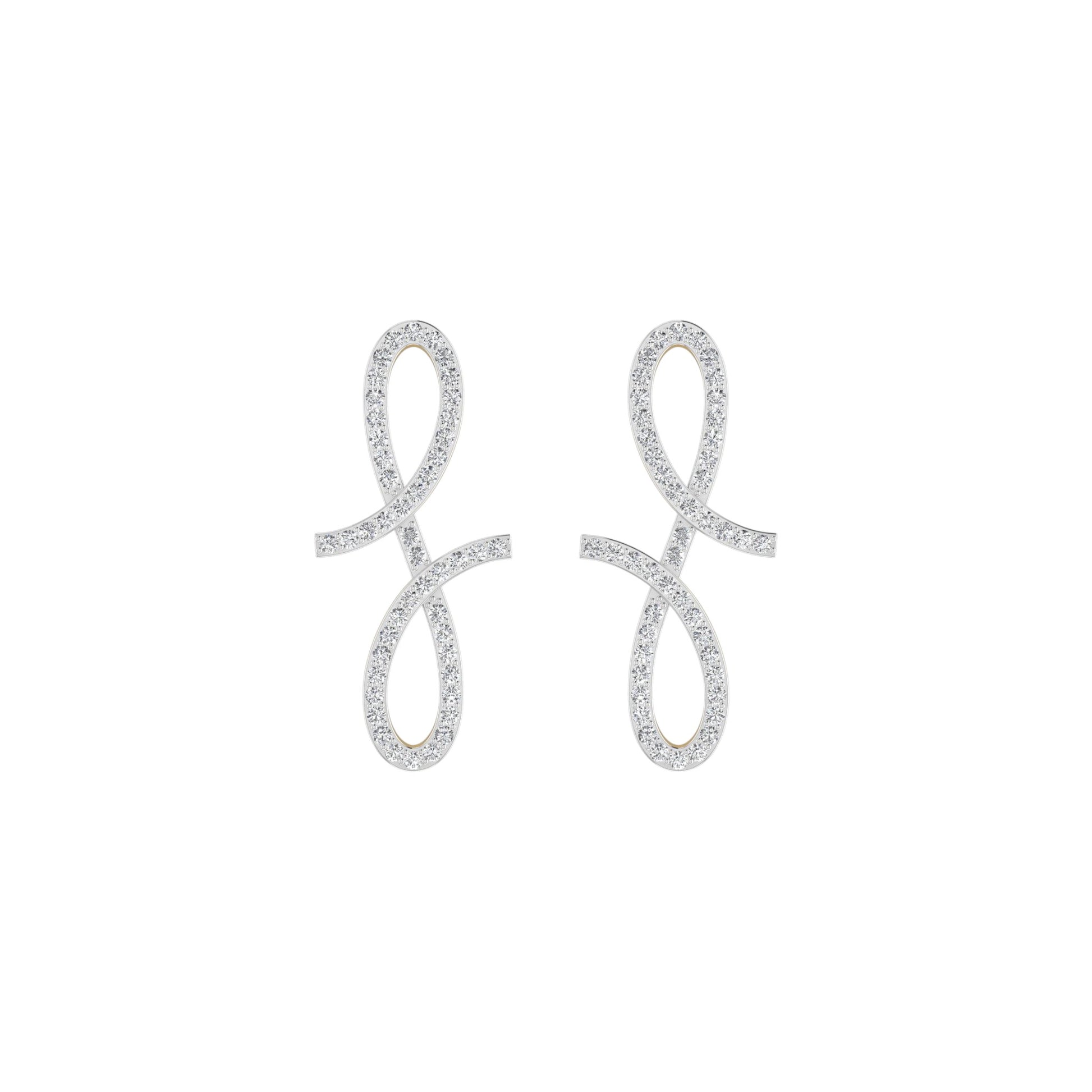 Pair of silver earrings on a white background