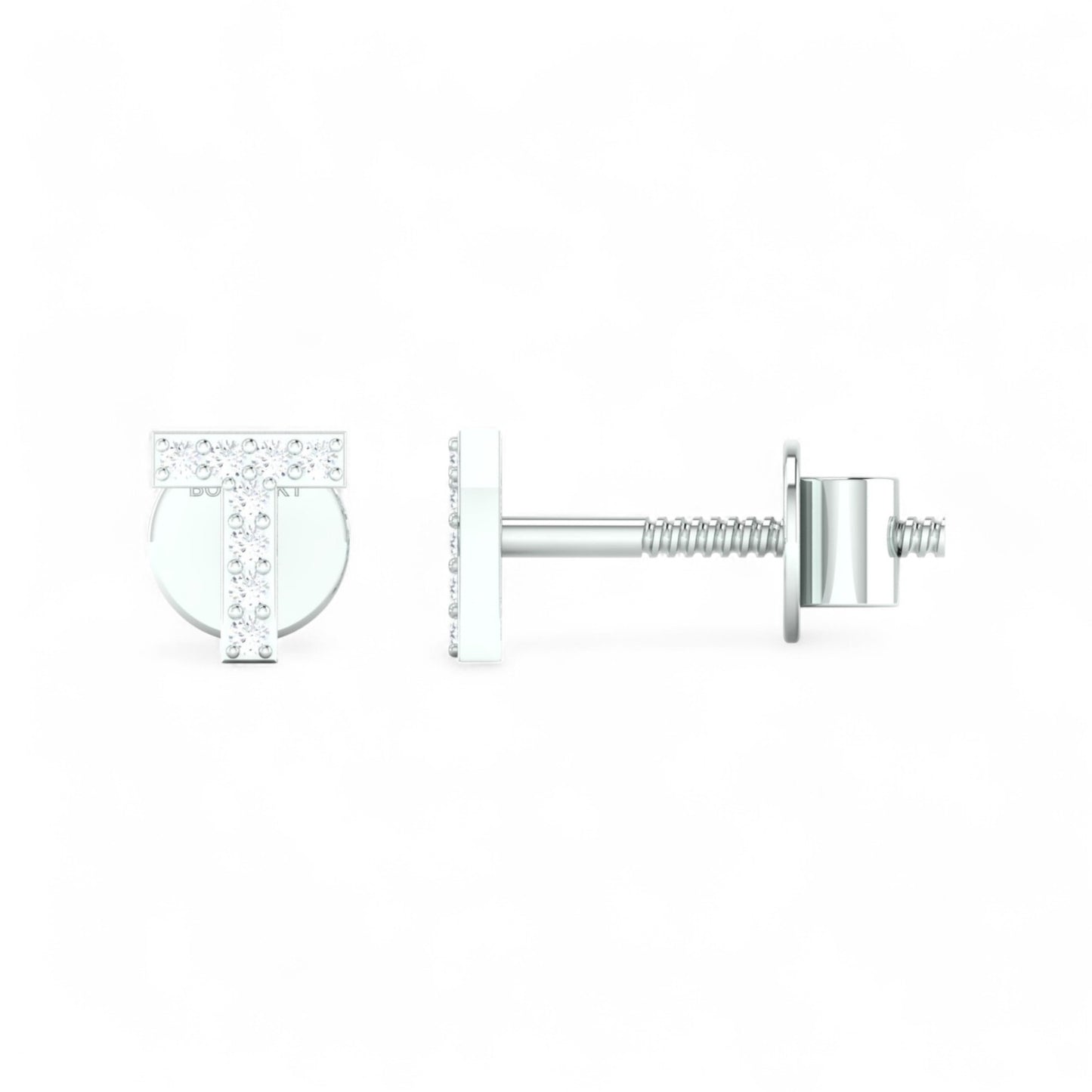 T "Initial" Diamond Stud in 18KT Gold